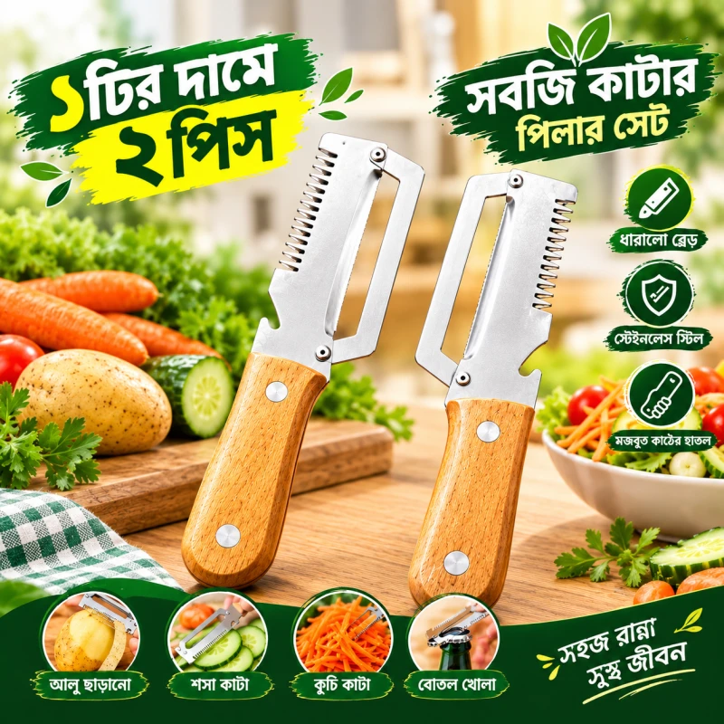 (২ পিছ) 3-in-1 Scallion Shredder & Peeler Kitchen Tool
