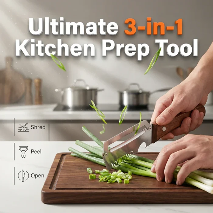 (২ পিছ)3-in-1 Scallion Shredder & Peeler Kitchen Tool